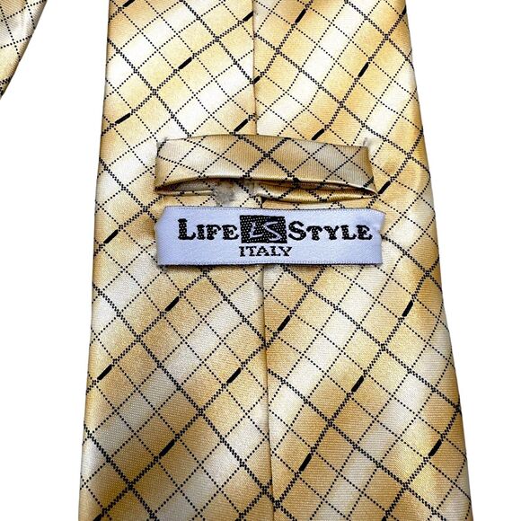 Life Style Mens Vintage Italian Dress Tie Geometric Diamond Pattern 59" 4" - Picture 6 of 11